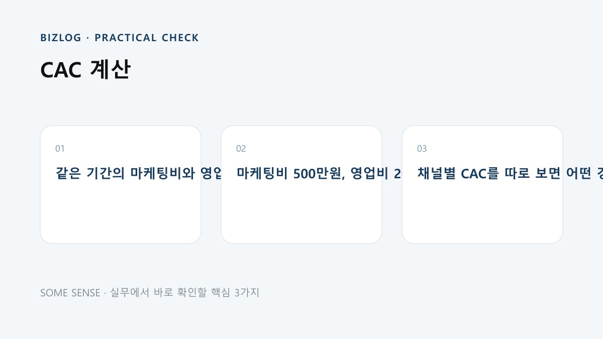 CAC 계산 핵심 실무 체크 이미지