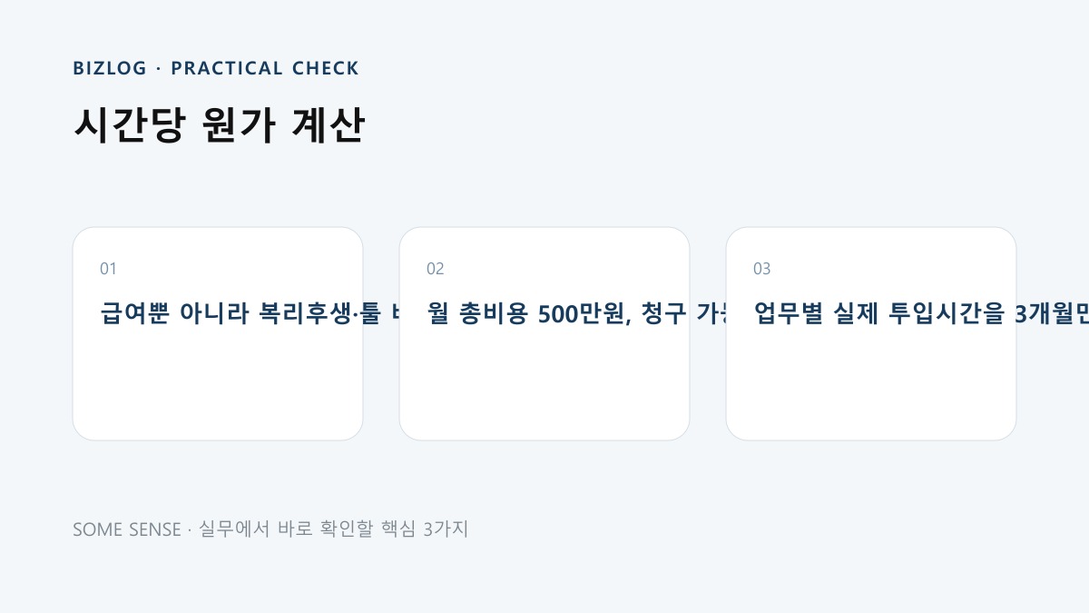 시간당 원가 계산 핵심 실무 체크 이미지