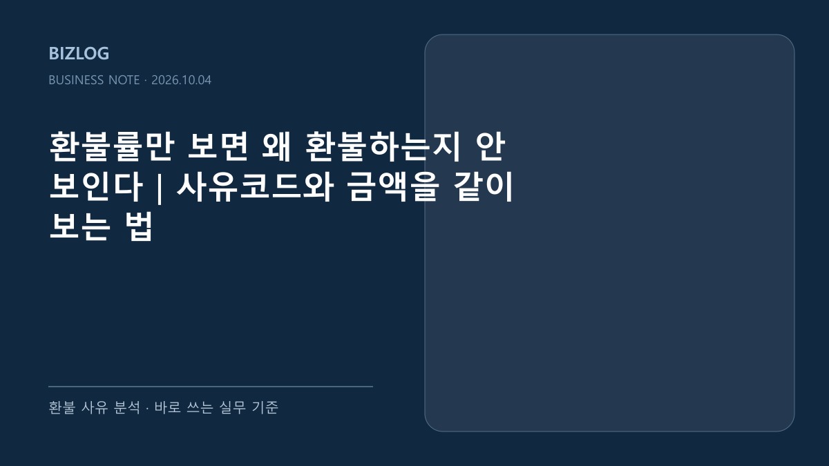 환불률만 보면 왜 환불하는지 안 보인다|사유코드와 금액을 같이 보는 법 대표 썸네일