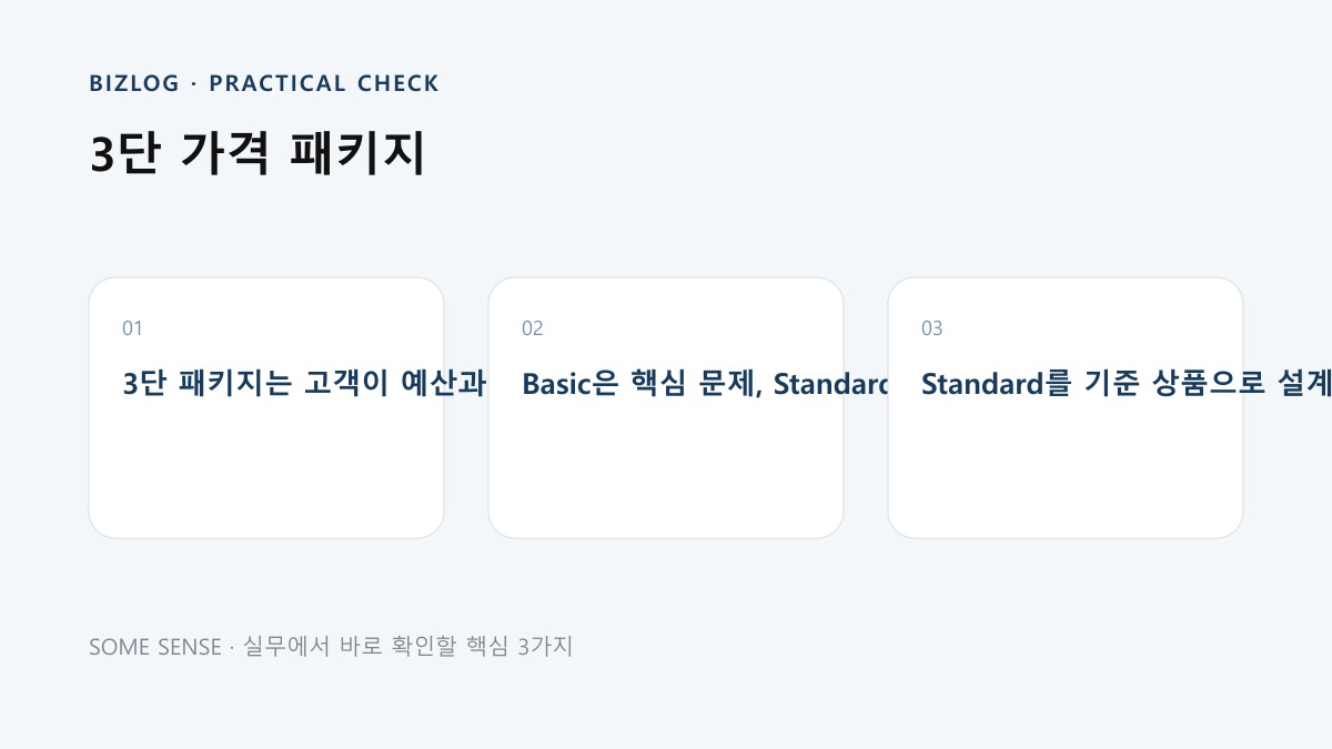 3단 가격 패키지 핵심 실무 체크 이미지